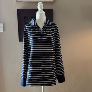 LL Bean Striped Navy and White Pullover